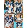 imageHOTOUCH Womens Hawaiian Shirts Button Up Casual Floral Tropical Shirt Summer Beach Shirt Cool Short Sleeve Blouse TopsAnavy Tropical