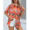 imageHOTOUCH Womens Hawaiian Shirts Button Up Casual Floral Tropical Shirt Summer Beach Shirt Cool Short Sleeve Blouse TopsAorange Hawaii
