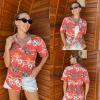 imageHOTOUCH Womens Hawaiian Shirts Button Up Casual Floral Tropical Shirt Summer Beach Shirt Cool Short Sleeve Blouse TopsAorange Hawaii