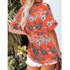 imageHOTOUCH Womens Hawaiian Shirts Button Up Casual Floral Tropical Shirt Summer Beach Shirt Cool Short Sleeve Blouse TopsAorange Hawaii