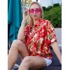 imageHOTOUCH Womens Hawaiian Shirts Button Up Casual Floral Tropical Shirt Summer Beach Shirt Cool Short Sleeve Blouse TopsAred Tropical