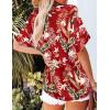 imageHOTOUCH Womens Hawaiian Shirts Button Up Casual Floral Tropical Shirt Summer Beach Shirt Cool Short Sleeve Blouse TopsAred Tropical