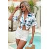 imageHOTOUCH Womens Hawaiian Shirts Button Up Casual Floral Tropical Shirt Summer Beach Shirt Cool Short Sleeve Blouse TopsAwhite Hawaii