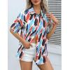 imageHOTOUCH Womens Hawaiian Shirts Button Up Casual Floral Tropical Shirt Summer Beach Shirt Cool Short Sleeve Blouse TopsAwhite Leaves Hawaii