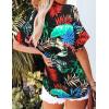imageHOTOUCH Womens Hawaiian Shirts Button Up Casual Floral Tropical Shirt Summer Beach Shirt Cool Short Sleeve Blouse TopsBlack Hawaii