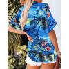 imageHOTOUCH Womens Hawaiian Shirts Button Up Casual Floral Tropical Shirt Summer Beach Shirt Cool Short Sleeve Blouse TopsBlue Hawaii