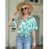 imageHOTOUCH Womens Hawaiian Shirts Button Up Casual Floral Tropical Shirt Summer Beach Shirt Cool Short Sleeve Blouse TopsLight Green Floral