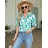 imageHOTOUCH Womens Hawaiian Shirts Button Up Casual Floral Tropical Shirt Summer Beach Shirt Cool Short Sleeve Blouse TopsLight Green Floral
