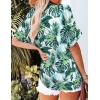 imageHOTOUCH Womens Hawaiian Shirts Button Up Casual Floral Tropical Shirt Summer Beach Shirt Cool Short Sleeve Blouse TopsLight Green Floral