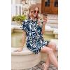 imageHOTOUCH Womens Summer Shirt Dress Short Sleeve Floral Shift Dress Casual Loose Flowy Beach Sundress with PocketsA01blue Leaf Print