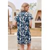 imageHOTOUCH Womens Summer Shirt Dress Short Sleeve Floral Shift Dress Casual Loose Flowy Beach Sundress with PocketsA01blue Leaf Print