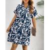 imageHOTOUCH Womens Summer Shirt Dress Short Sleeve Floral Shift Dress Casual Loose Flowy Beach Sundress with PocketsA01blue Leaf Print