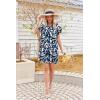 imageHOTOUCH Womens Summer Shirt Dress Short Sleeve Floral Shift Dress Casual Loose Flowy Beach Sundress with PocketsA01blue Leaf Print