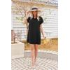 imageHOTOUCH Womens Summer Shirt Dress Short Sleeve Floral Shift Dress Casual Loose Flowy Beach Sundress with PocketsA03black