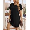 imageHOTOUCH Womens Summer Shirt Dress Short Sleeve Floral Shift Dress Casual Loose Flowy Beach Sundress with PocketsA03black