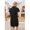 imageHOTOUCH Womens Summer Shirt Dress Short Sleeve Floral Shift Dress Casual Loose Flowy Beach Sundress with PocketsA03black