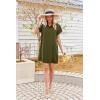 imageHOTOUCH Womens Summer Shirt Dress Short Sleeve Floral Shift Dress Casual Loose Flowy Beach Sundress with PocketsA04army Green