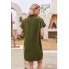 imageHOTOUCH Womens Summer Shirt Dress Short Sleeve Floral Shift Dress Casual Loose Flowy Beach Sundress with PocketsA04army Green