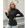 imageHOTOUCH Womens Turtleneck Long Sleeve Shirts Casual Basic T Shirts Lightweight Base Layer Solid Slim Fit TopsBlack