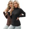 imageHOTOUCH Womens Turtleneck Long Sleeve Shirts Casual Basic T Shirts Lightweight Base Layer Solid Slim Fit TopsBlackBrown
