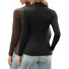 imageHOTOUCH Womens Turtleneck Long Sleeve Shirts Casual Basic T Shirts Lightweight Base Layer Solid Slim Fit TopsBlackBrown