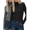 imageHOTOUCH Womens Turtleneck Long Sleeve Shirts Casual Basic T Shirts Lightweight Base Layer Solid Slim Fit TopsBlackGrey
