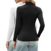 imageHOTOUCH Womens Turtleneck Long Sleeve Shirts Casual Basic T Shirts Lightweight Base Layer Solid Slim Fit TopsBlackWhite