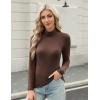 imageHOTOUCH Womens Turtleneck Long Sleeve Shirts Casual Basic T Shirts Lightweight Base Layer Solid Slim Fit TopsBrown