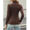 imageHOTOUCH Womens Turtleneck Long Sleeve Shirts Casual Basic T Shirts Lightweight Base Layer Solid Slim Fit TopsBrown