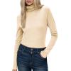 imageHOTOUCH Womens Turtleneck Long Sleeve Shirts Casual Basic T Shirts Lightweight Base Layer Solid Slim Fit TopsCreamy Yellow