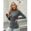 imageHOTOUCH Womens Turtleneck Long Sleeve Shirts Casual Basic T Shirts Lightweight Base Layer Solid Slim Fit TopsDark Grey