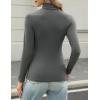 imageHOTOUCH Womens Turtleneck Long Sleeve Shirts Casual Basic T Shirts Lightweight Base Layer Solid Slim Fit TopsDark Grey