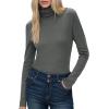 imageHOTOUCH Womens Turtleneck Long Sleeve Shirts Casual Basic T Shirts Lightweight Base Layer Solid Slim Fit TopsDark Grey
