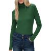 imageHOTOUCH Womens Turtleneck Long Sleeve Shirts Casual Basic T Shirts Lightweight Base Layer Solid Slim Fit TopsGreen