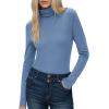 imageHOTOUCH Womens Turtleneck Long Sleeve Shirts Casual Basic T Shirts Lightweight Base Layer Solid Slim Fit TopsNavy Blue