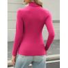 imageHOTOUCH Womens Turtleneck Long Sleeve Shirts Casual Basic T Shirts Lightweight Base Layer Solid Slim Fit TopsRose Red