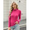 imageHOTOUCH Womens Turtleneck Long Sleeve Shirts Casual Basic T Shirts Lightweight Base Layer Solid Slim Fit TopsRose Red