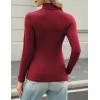 imageHOTOUCH Womens Turtleneck Long Sleeve Shirts Casual Basic T Shirts Lightweight Base Layer Solid Slim Fit TopsWine Red