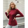 imageHOTOUCH Womens Turtleneck Long Sleeve Shirts Casual Basic T Shirts Lightweight Base Layer Solid Slim Fit TopsWine Red