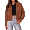 imageHOTOUCH Women Fashion Cropped Shacket Button Down Trendy Shacket Jackets Casual Long Sleeve Crop Shirts Jackets TopsBrown