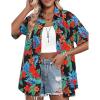 imageHOTOUCH Womens Hawaiian Shirts Button Up Casual Floral Tropical Shirt Summer Beach Shirt Cool Short Sleeve Blouse TopsAblack Tropical