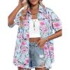 imageHOTOUCH Womens Hawaiian Shirts Button Up Casual Floral Tropical Shirt Summer Beach Shirt Cool Short Sleeve Blouse TopsAblue Floral