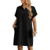 imageHOTOUCH Womens Summer Shirt Dress Short Sleeve Floral Shift Dress Casual Loose Flowy Beach Sundress with PocketsA03black