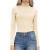 imageHOTOUCH Womens Turtleneck Long Sleeve Shirts Casual Basic T Shirts Lightweight Base Layer Solid Slim Fit TopsCreamy Yellow