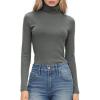 imageHOTOUCH Womens Turtleneck Long Sleeve Shirts Casual Basic T Shirts Lightweight Base Layer Solid Slim Fit TopsDark Grey