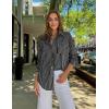 imageHOTOUCH Women Oversized Button Down Shirts Office Drop Shoulder Blouse Long Sleeve Boyfriend Dress Shirt with PocketsBlack Striped