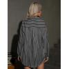imageHOTOUCH Women Oversized Button Down Shirts Office Drop Shoulder Blouse Long Sleeve Boyfriend Dress Shirt with PocketsBlack Striped