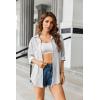imageHOTOUCH Women Oversized Button Down Shirts Office Drop Shoulder Blouse Long Sleeve Boyfriend Dress Shirt with PocketsBlack and White