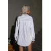 imageHOTOUCH Women Oversized Button Down Shirts Office Drop Shoulder Blouse Long Sleeve Boyfriend Dress Shirt with PocketsBlue Pinstripe