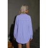 imageHOTOUCH Women Oversized Button Down Shirts Office Drop Shoulder Blouse Long Sleeve Boyfriend Dress Shirt with PocketsBlue and Purple